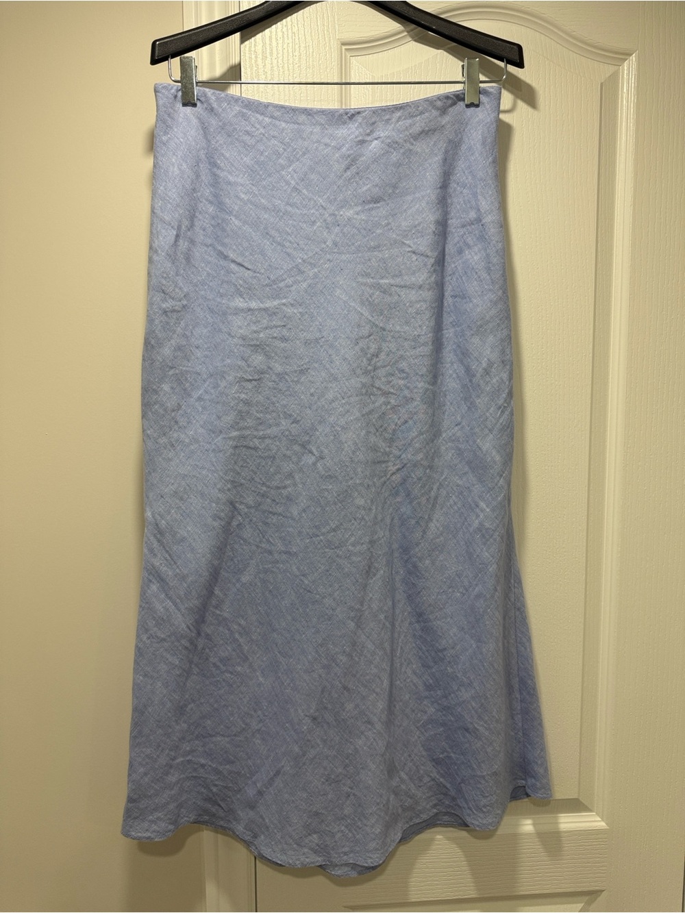 J. Crew French Blue Linen Midi Skirt, M
